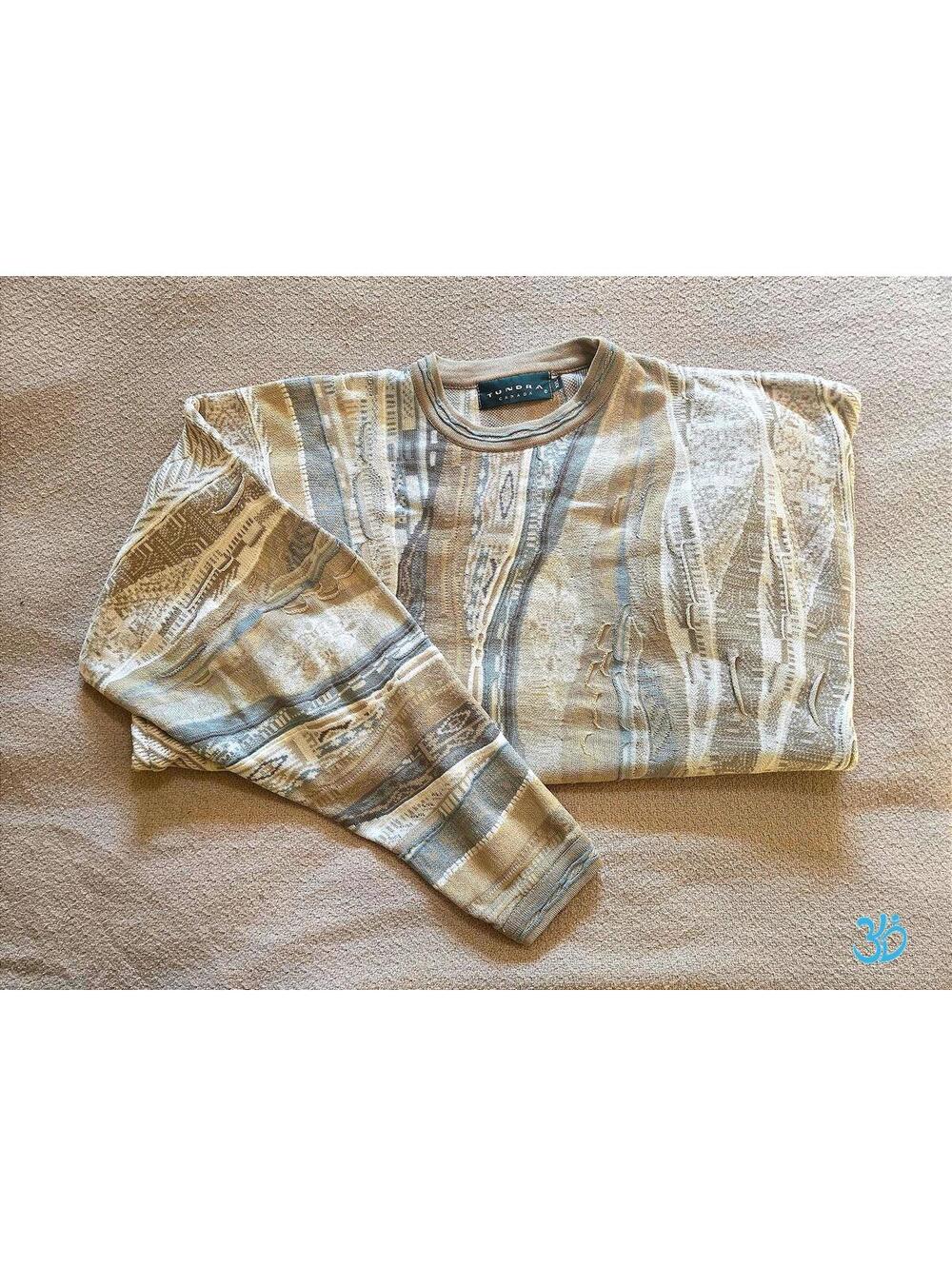 Tundra Sweater XXL | 90s Textured Knit Neutral Pattern
